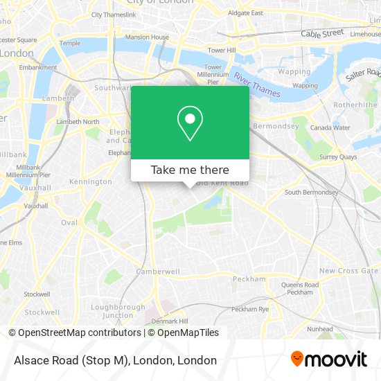 Alsace Road (Stop M), London map
