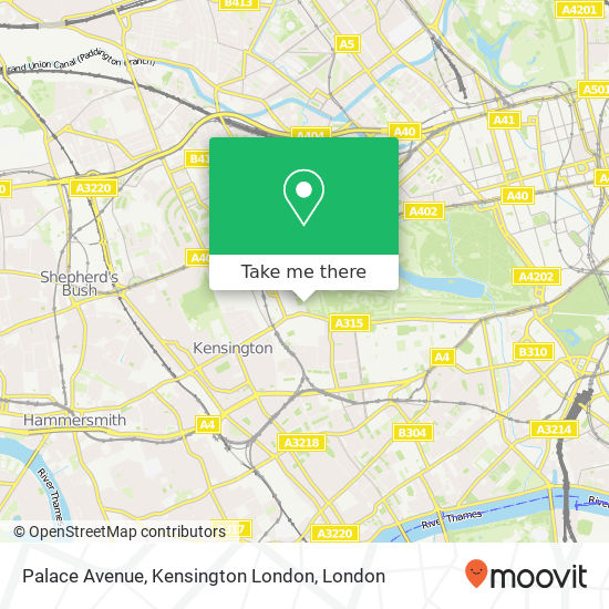 Palace Avenue, Kensington London map