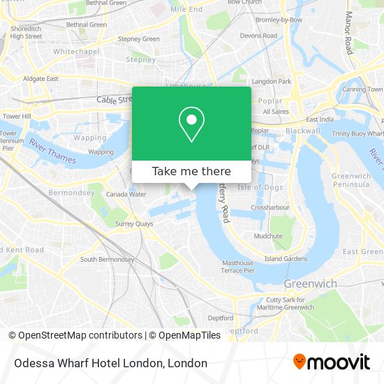 Odessa Wharf Hotel London map