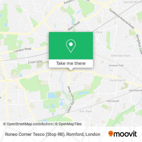 Roneo Corner Tesco (Stop RB), Romford map
