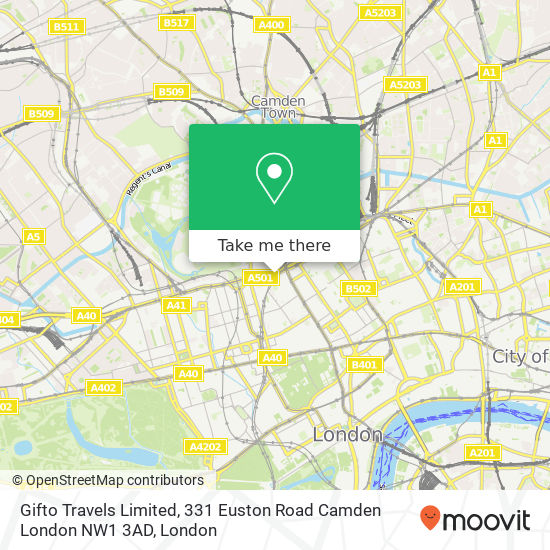 Gifto Travels Limited, 331 Euston Road Camden London NW1 3AD map