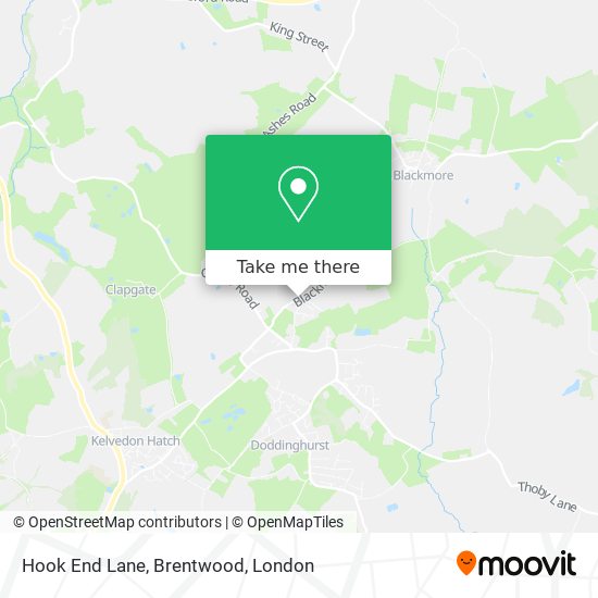 Hook End Lane, Brentwood map