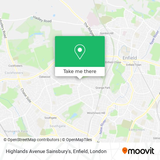 Highlands Avenue Sainsbury's, Enfield map