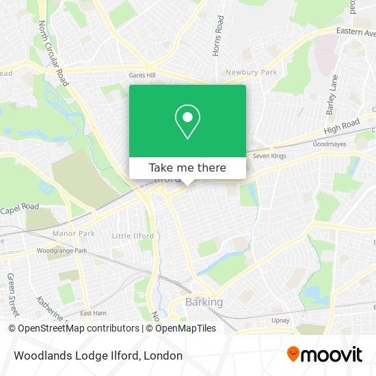 Woodlands Lodge Ilford map