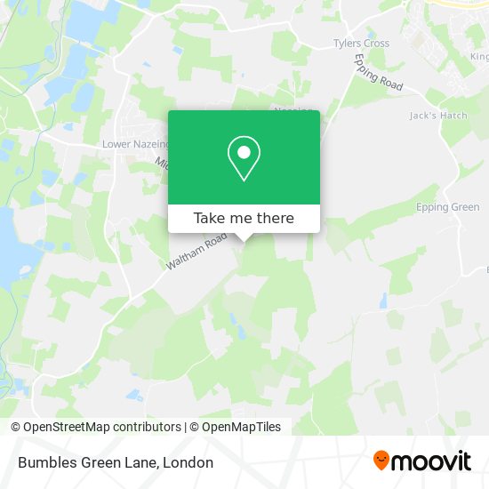 Bumbles Green Lane map