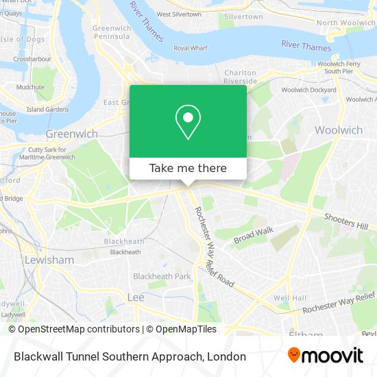 Blackwall Tunnel Southern Approach map