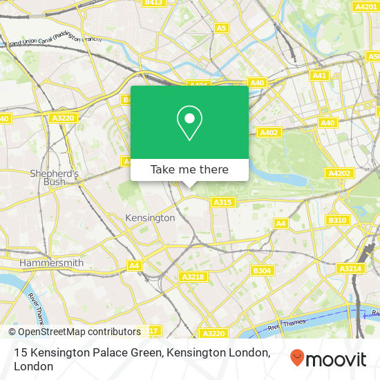 15 Kensington Palace Green, Kensington London map