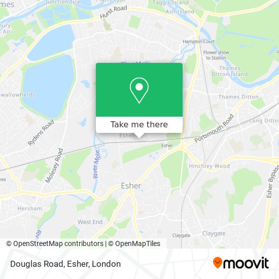 Douglas Road, Esher map