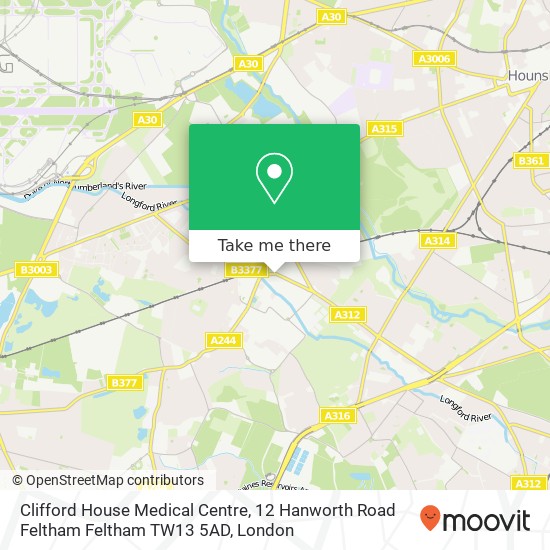 Clifford House Medical Centre, 12 Hanworth Road Feltham Feltham TW13 5AD map
