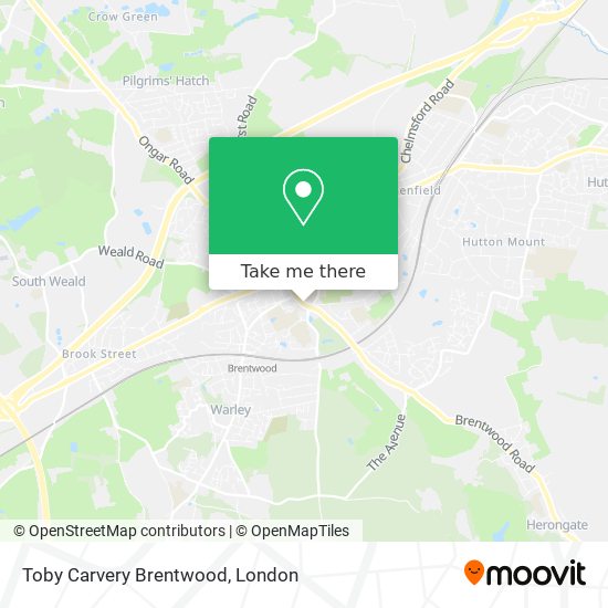 Toby Carvery Brentwood map