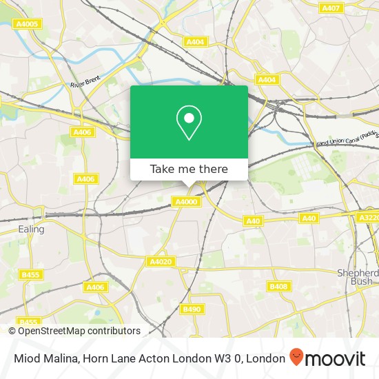 Miod Malina, Horn Lane Acton London W3 0 map