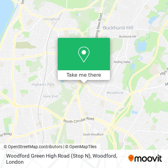 Woodford Green High Road (Stop N), Woodford map