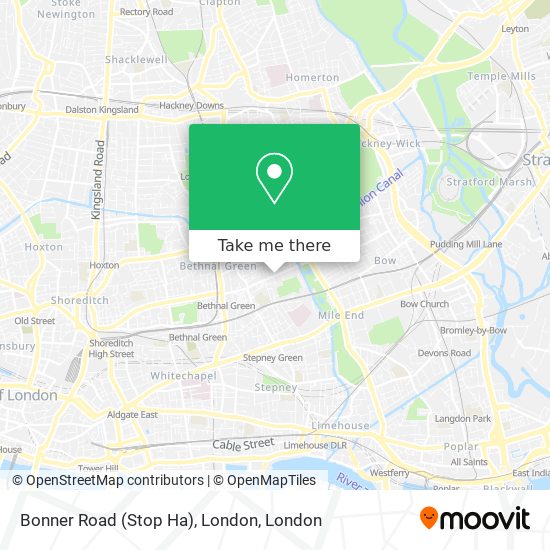 Bonner Road (Stop Ha), London map