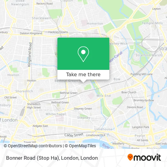 Bonner Road (Stop Ha), London map