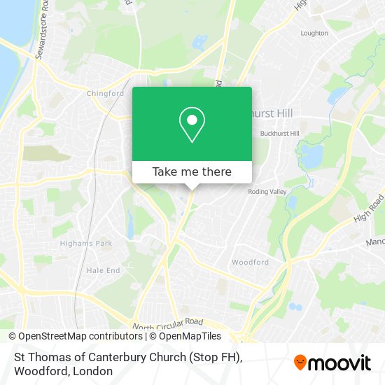 St Thomas of Canterbury Church (Stop FH), Woodford map