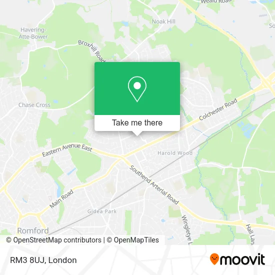 RM3 8UJ map