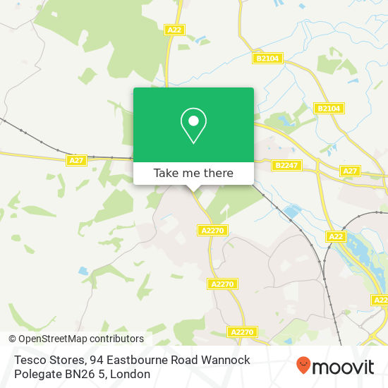 Tesco Stores, 94 Eastbourne Road Wannock Polegate BN26 5 map