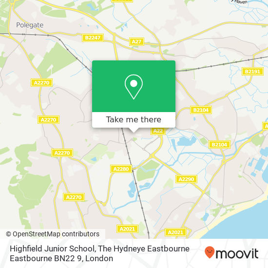 Highfield Junior School, The Hydneye Eastbourne Eastbourne BN22 9 map