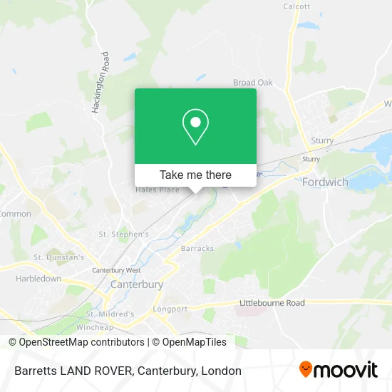 Barretts LAND ROVER, Canterbury map