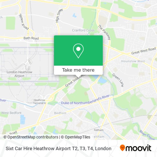 Sixt Car Hire Heathrow Airport T2, T3, T4 map