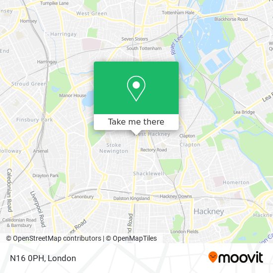 N16 0PH map