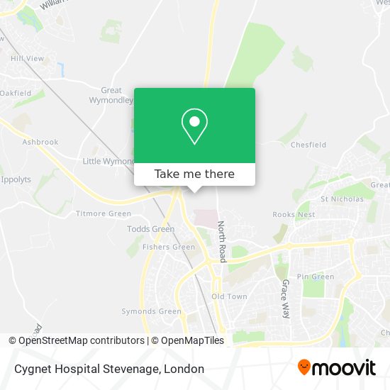 Cygnet Hospital Stevenage map