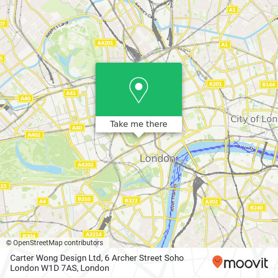 Carter Wong Design Ltd, 6 Archer Street Soho London W1D 7AS map