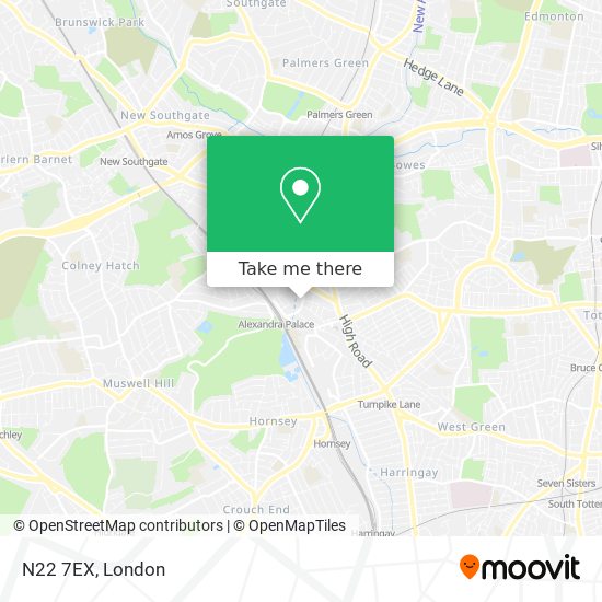 N22 7EX map