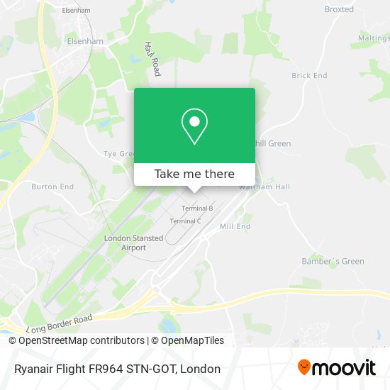 Ryanair Flight FR964 STN-GOT map