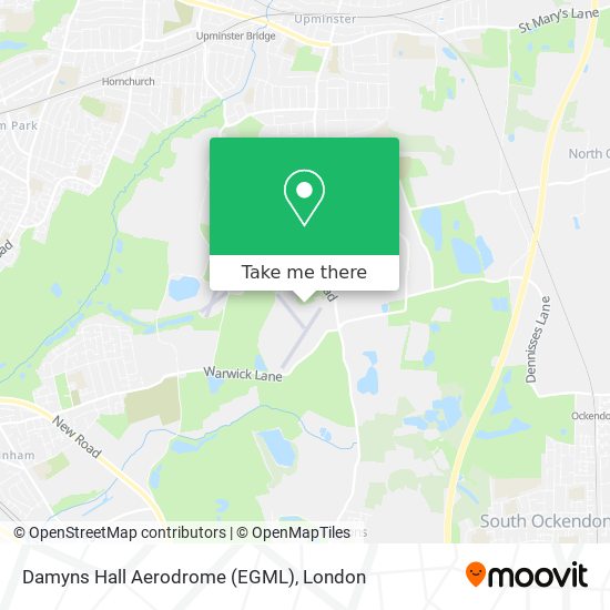 Damyns Hall Aerodrome (EGML) map