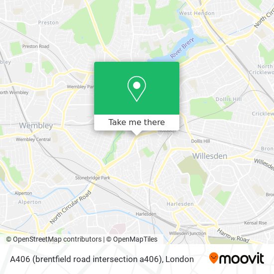 A406 (brentfield road intersection a406) map