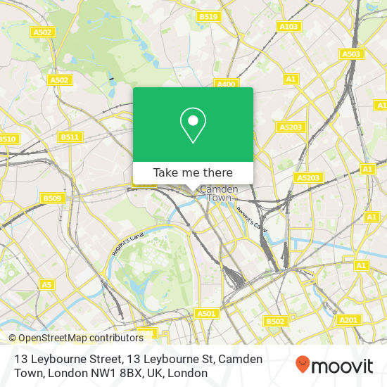 13 Leybourne Street, 13 Leybourne St, Camden Town, London NW1 8BX, UK map