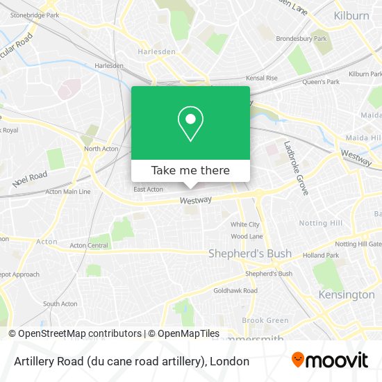 Artillery Road (du cane road artillery) map