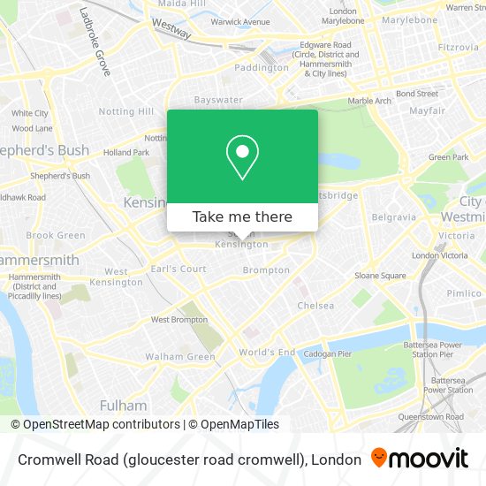 Cromwell Road (gloucester road cromwell) map