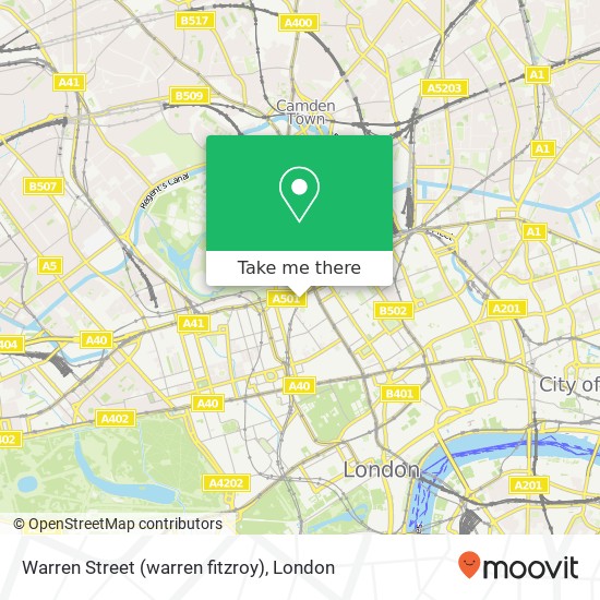 Warren Street (warren fitzroy), Camden London map