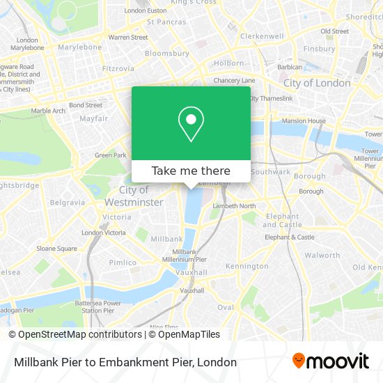 Millbank Pier to Embankment Pier map