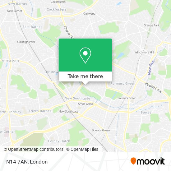 N14 7AN map