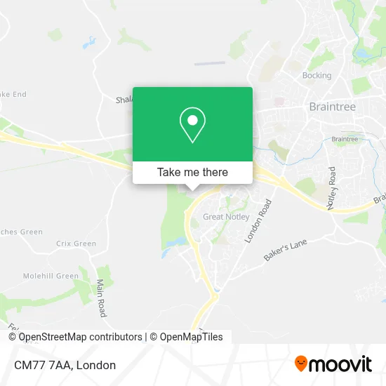 How to Get to CM77 7AA in Braintree by Bus or Train?