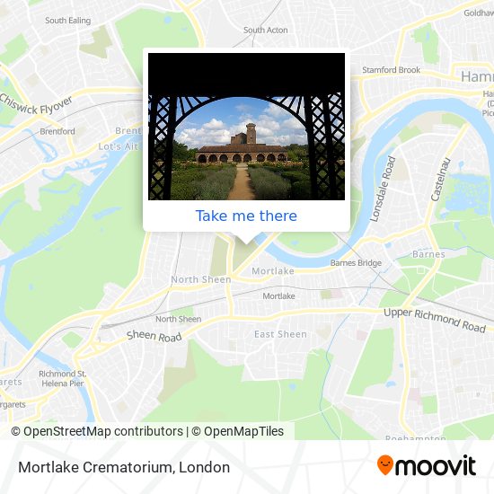 How to get to Mortlake Crematorium in Kew by bus, train or Tube?