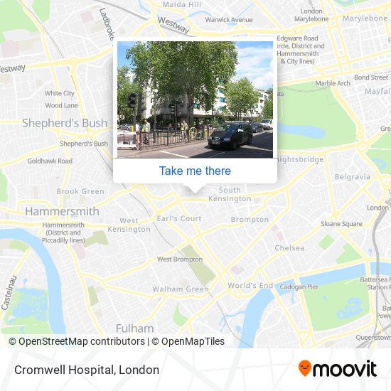 How to get to Cromwell Hospital in Kensington by Tube, bus or train?