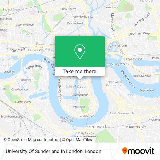 How to get to University Of Sunderland In London in Canary Wharf