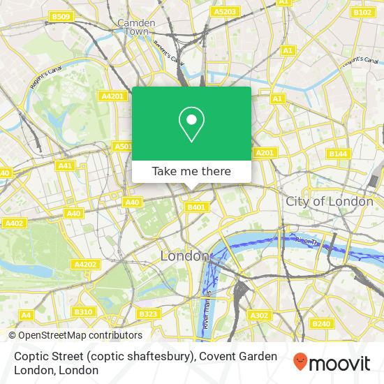 Coptic Street (coptic shaftesbury), Covent Garden London map