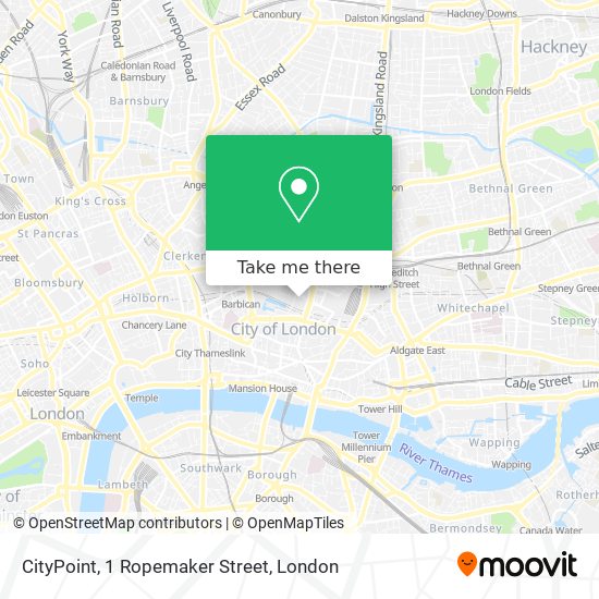 CityPoint, 1 Ropemaker Street map