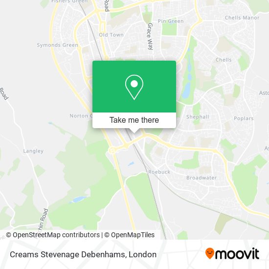 Creams Stevenage Debenhams map