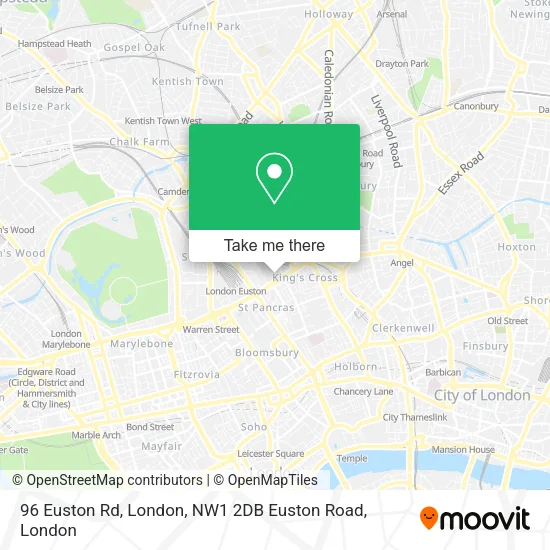 96 Euston Rd, London, NW1 2DB Euston Road map