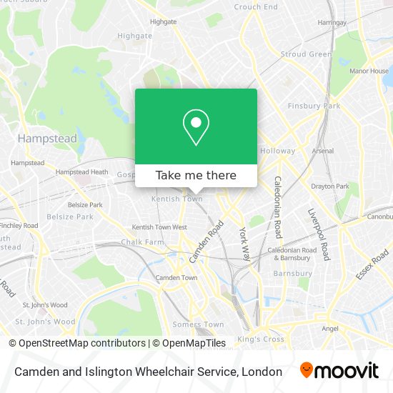 Camden and Islington Wheelchair Service map