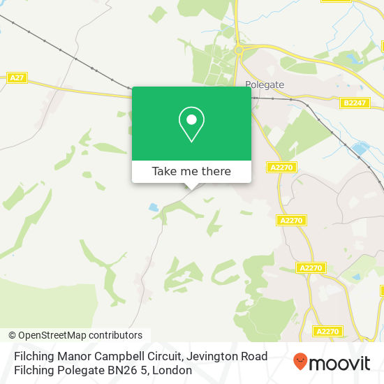 Filching Manor Campbell Circuit, Jevington Road Filching Polegate BN26 5 map