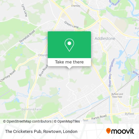 How to get to The Cricketers Pub Rowtown in Runnymede by Bus or