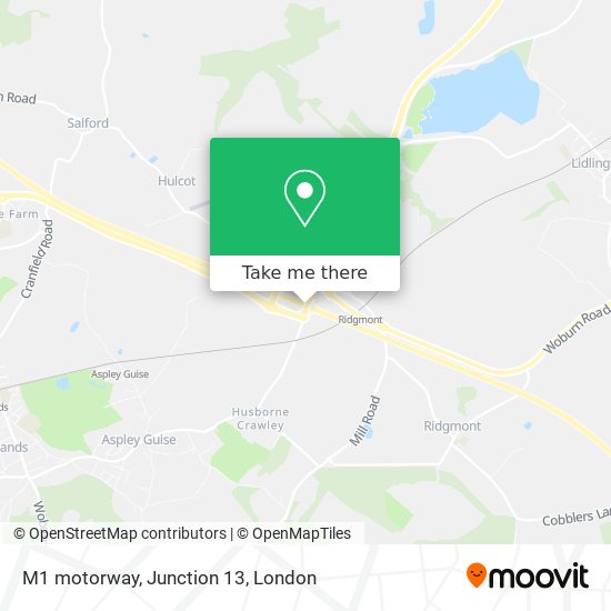 M1 motorway, Junction 13 map