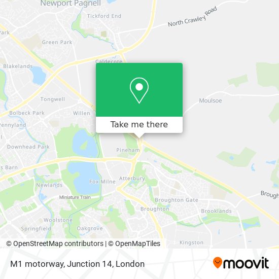 M1 motorway, Junction 14 map